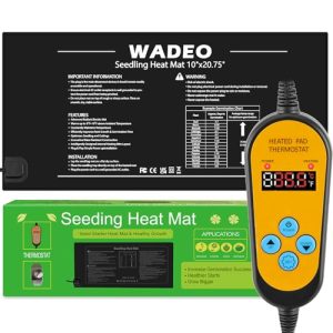 WADEO Estera calefactora Ajustable Almohadilla Térmica para Plantas, Alfombrilla de Calor para Plantas con Controlador de termostato, Alfombrilla de Calor para germinación de plántulas Impermeable