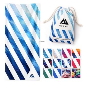 ALP & ACT Toalla de Playa XXL 200×90 cm – Microfibra 100% reciclada – Ultraligera y de Secado rápido – Toalla Grande para Vacaciones, Piscina y Playa – Paño Compacto – Azul Multicolor
