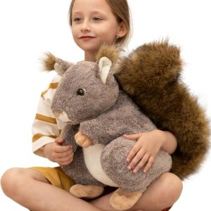 MorisMos ardilla de peluche de 45 cm de alto grande XXL, juguete de peluche ardilla gigante, animal de peluche, dulce ardilla regalo de cumpleaños Navidad para niños