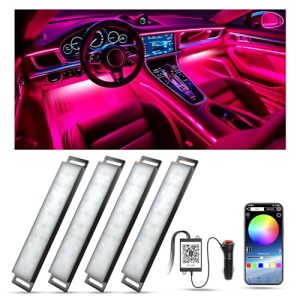 YiLaie Luces LED Coche Interior, Accesorios Coche Interior, con 16 Millones de Colores de DIY, Función de Memoria de Colores y Modo Música, Regalos para Hombres y Mujeres, DC 12V