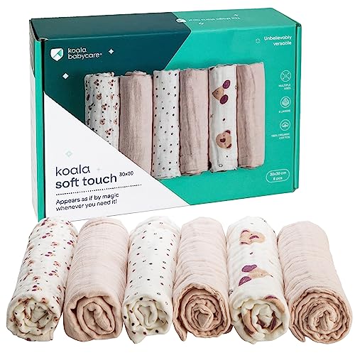 KOALA BABYCARE - Muselinas Bebe Algodon 30x30 - Paquete con 6 Unidades - Muselinas de algodón para recién Nacidos bebés
