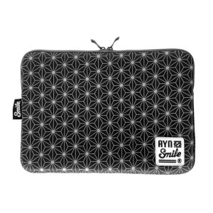 SMILE – Funda Estampada para portátil y Tablet hasta 13 y 14 Pulgadas Smile Kimono Estampado japonés Neo Nipon Asanoha Neopreno Negro