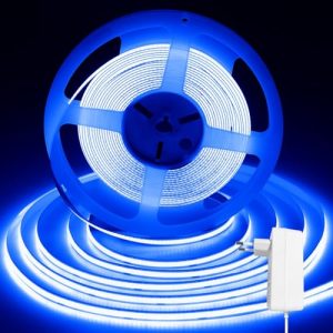 ShineBurky COB Tira LED 24V Azul, Luces LED Habitacion 10 Metros Luz LED Strip Light Flexible Cocina Interior Exterior Navidad Hoteles Decoración (con Adaptadores)
