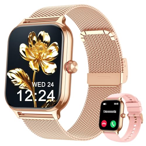 LODIMEKE Reloj Inteligente Mujer Hombre Llamada Presión Arterial Frecuencia Cardíaca Sueño, 1.96'' AI Smartwatch Deportivo 100+ Deportes, IP67 Podómetro Alarma Calculadora Clima iOS Android