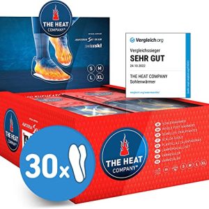 THE HEAT COMPANY Plantillas Calentadoras – Extra CÁLIDO – Calentadores Pies – 8 Horas de pies Calientes – Calor instantáneo – Activado por Aire – Puro Natural – Tamaño Small: 36-38 – 30 Pares