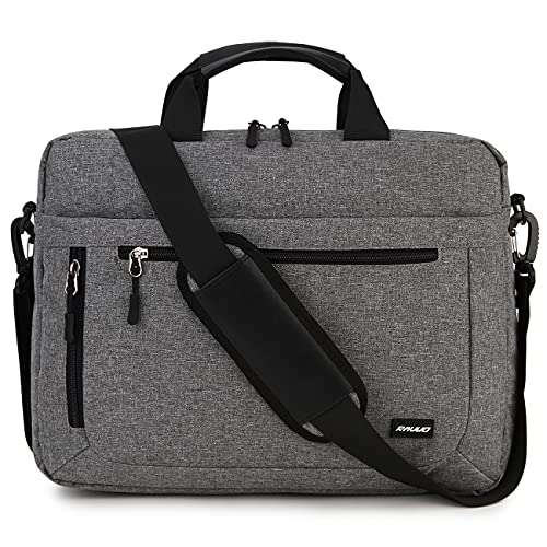 RAVUO Maletín Portátil 15.6 Pulgadas, Grande Bolso Ordenador Portatil Impermeable Funda Portatil Laptop Bag para Hombre,Gris
