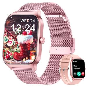 Popglory Reloj Inteligente Mujer Hombre, Llamada Bluetooth, 100+ Deportes Smartwatch Recibir Whatsapp, Presión Arterial/Ritmo Cardíaco/Sueño/Estrés/SpO2, AI Relojes Deportivos, Regalo iOS Android