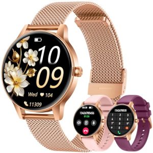 Smartwatch Reloj Inteligente Mujer con Llamadas：1.27″ TFT Smart Watch Bluetooth IP68 Impermeable con Frecuencia Cardíaca SpO2 Sangre Presión Arterial Monitor Sueño 110+ Modos Deporte para Android iOS