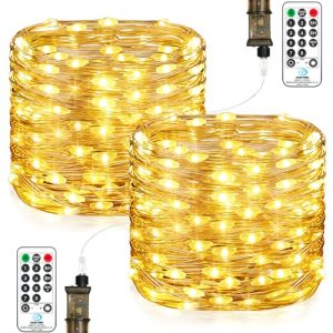 Guirnalda Luces LED con Enchufe, 2 × 23M 200 Led Luces de Hadas con Temporizador Interior Exteriores Impermeable IP65 para Arbol de Navidad, Fiestas, Jardín, Bodas (Blanco Cálido)