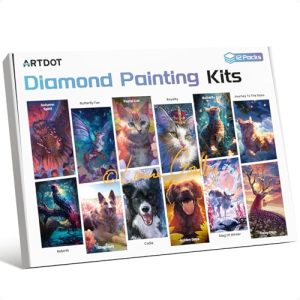 ARTDOT Paquete de 12 kits de arte de diamante 5D DIY para adultos, kits de pintura de diamante con licencia con accesorios y herramientas para decoración de pared del hogar (30 por 40 centímetros)