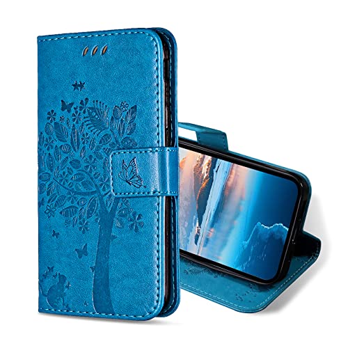 KANVOOS Funda para iPhone SE 2020 / SE 2022/8 / 7, Funda Tapa Libro Movil de Cuero PU, Ranura para Tarjeta Plegable Billetera Carcasa para iPhone SE 2020 / SE 2022/8 / 7 (Azul)