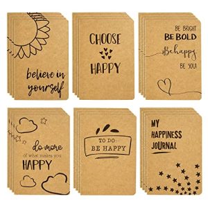 Cuadernos de papel kraft a rayas con tapa blanda – 6 diseños con temas felices – Paquete de 24, 80 páginas cada uno, Marrón, 10,2 cm x 14,5 cm