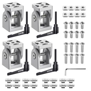 JiGiU Conector de Ángulo Ajustable 4 Piezas 40 x40 Tuerca 8 Junta de Perfil de Aluminio Rango de Rotación de 180 ° con Abrazadera de Palanca Accesorios de Montaje de Palanca para Impresora 3D