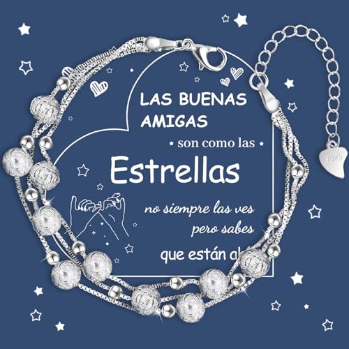 YELUWA Regalos Originales para Mujer, 3 En 1 Pulsera De Plata 925 para Mujer, Regalos Amigas Originales, Regalo Amiga Cumpleaños, Pulsera Amistad, Regalo Para Amigas Brazalete Navidad Amigo Invisible