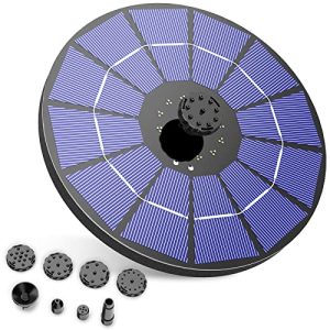 AISITIN Fuente Solar Jardin Exterior de 3,5 W, Bomba Solar Estanque con Batería y 6 Boquillas, para Baño de Pájaros Estanque Jardín Fuente (3,5 W)