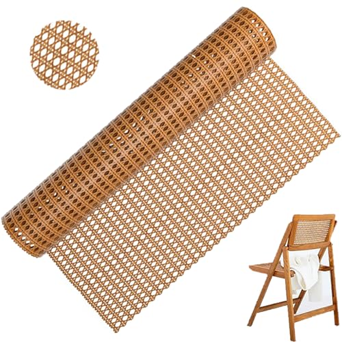Ratán Rollo PE,Trenza vienesa,Rollo Plancha de Rattan Tejida,resistente al moho,ancho de ratán,resistente agua,malla de panal de abeja,silla de trenza vienesa para proyectos de bricolaje(35cm x 2 m)