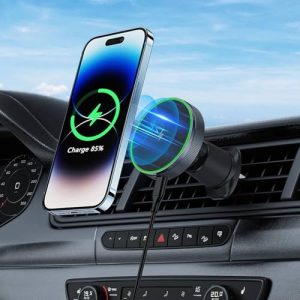 Soporte Móvil Coche, 15W Carga Rápida, Cargador Inalámbrico Coche, Soporte Magnético Móvil, Cargador Magnético, Accesorios Coche para Coche Compatible con iPhone 16/15/14/13/12 Series