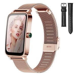 BOCLOUD Reloj Inteligente Mujer Pequeño Smartwatch Redondo para iPhone y Android, con frecuencia cardíaca/Monitor de sueño/Pantalla de Mensajes/Responder/Hacer Llamadas, rastreador de