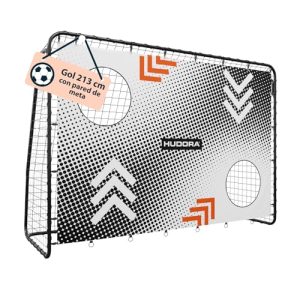 HUDORA Portería de Fútbol con Pared de GOL – Portería de fútbol Robusta para niños y Adultos al Aire Libre – Pared de Tiro con Dos Agujeros Reforzados – Arrow