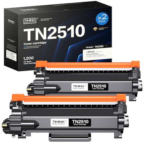Timink TN-2510 Toner de Alta Capacidad Compatible para Brother TN2510 para MFC-L2800DW MFC-L2860DW HL-L2400DW HL-L2445DW DCP-L2620DW DCP-L2660DW Impresora Laser(2 Negro,1200 Paginas por Toner)