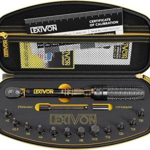 LEXIVON Llave Dinamométrica Bicicleta – Coche – Moto 1/4» | 2~26 Nm, Juego de 15 Piezas de Puntas Hexagonales y Torx, Kit Profesionales Portátil para bici, Mountain Bike Tools (LX-191)