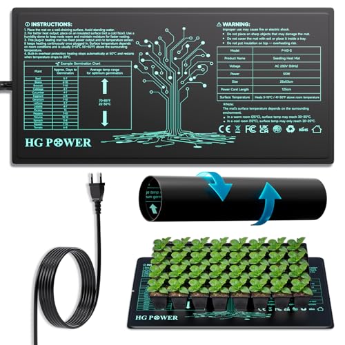HG Power Alfombrilla Calefactora para Plantas – con Protección contra Sobrecalentamiento, para Terrarios, Growbox, Invernaderos y Accesorios de Cultivo, 53 x 25 cm, 55W (sin Controlador)