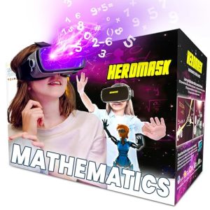 Gafas VR HeroMask + Juegos Matemáticas 5-12 años — El Regalo Educativo Que Hace Que los niños pidan: ¿5 Minutos más? | Tablas de Multiplicar, Sumas, Cálculo Mental y Mucho más | 3D, Realidad Virtual