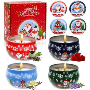 Arbolisse Ideas Regalo Mujer Navidad Velas Aromáticas, 4pc Regalo Amigo Invisible Mujer, Regalos ParaMujer, Cera De Soja Natural,Navidad RegaloNovia,Amago, Hermanas, Compañero