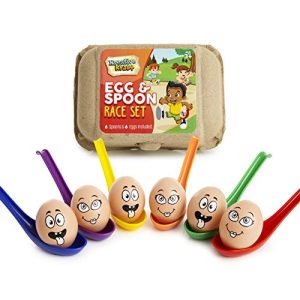 KreativeKraft Juguetes para Niños, Juego del Huevo y La Cuchara, Juegos Al Aire Libre para Fiesta Cumpleaños Infantil, Juegos para Jardin