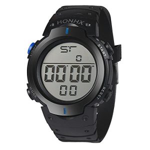Reloj de pulsera deportivo de goma con pantalla LCD digital para hombre, con fecha, de talla grande, para mujeres, azul, talla única