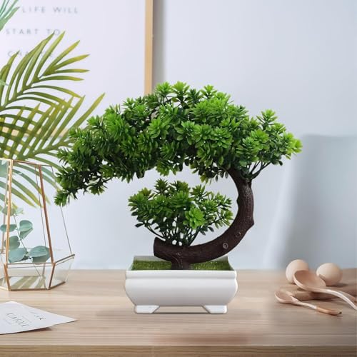 AIZHAZHA Bonsai Artificial Realista, 25x22 cm Arbol Artificial Interior, Arboles Artificiales, Falsas Pequeña Planta en Maceta, Plantas Artificiales Decorativas, para Oficina, Decoración del Hogar