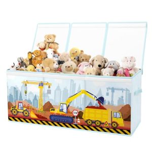 alldomess Caja de Almacenaje Juguetes,Baúl de Juguetes Infantil Plegables Grandes con Tapas y Asas para Niños Niñas, Dormitorio, Sala de Juegos, Guardería, Vehículo de Lngeniería