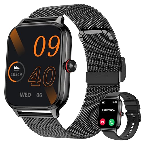 LODIMEKE Reloj Inteligente Mujer Hombre Llamada Presión Arterial Frecuencia Cardíaca Sueño, 1.96'' AI Smartwatch Deportivo 100+ Deportes, IP67 Podómetro Alarma Calculadora Clima iOS Android