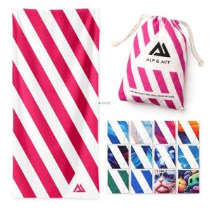 ALP & ACT Toalla de Playa XXL 200×90 cm – Microfibra 100% reciclada – Ultraligera y de Secado rápido – Toalla Grande para Vacaciones, Piscina y Playa – Paño Compacto – Rosa