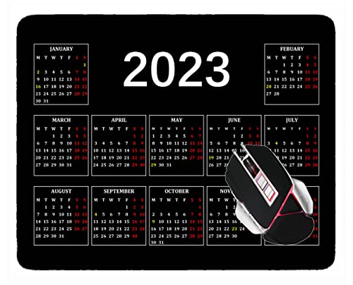 YENDOSTEEN Almohadilla de ratón Calendario de Color púrpura 2023 con Accesorios de Escritorio de Goma sin Deslizamiento, Almohadillas de ratón de Juegos rectangulares Personalizados (Negro)