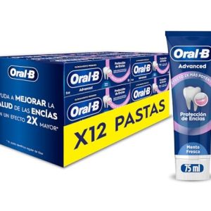 Oral-B Advanced Protección De Encías Pasta De Dientes Con Flúor, Pack 12 x 75 ml, Cuidado De Encías, Sabor Menta Fresca