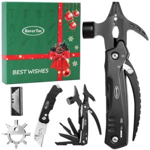 RoverTac Herramientas Multiherramienta Regalos para Hombres Papá Esposo para Navidad Cumpleaños Día del Padre, 12 en 1 Martillo Cortador de Cajas Copo de Nieve