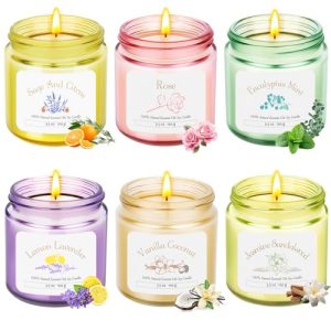 Velas aromáticas en vaso | Juego de 6 velas aromáticas de 3.5OZ para regalo para mujeres, velas de soja para aromaterapia para relajación | Velas aromáticas de Navidad con 150 horas de duración |