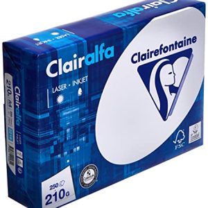 Clairefontaine Clairalfa – Resma de papel/cartulina, 250 hojas, A4, 21 x 29.7 cm, color ultra blanco