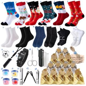 Calendario de Adviento,Calendario de Adviento para Hombre Herramientas Adultos,24 Piezas Utiles Gadgets,Navidad Calcetines Hombre,Herramienta,Piedra de Suerte,BrúJula Pulsera,Navidad Regalo Sorpresa