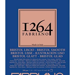 Honsell Fabriano 19100655 Bristol Pad 1264 – Bloc de notas (4 capas, 200 g/m², DIN A3, 50 hojas), color blanco