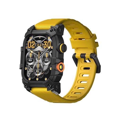 JDB TECH Reloj Inteligente Hombre, 2.01" HD Smartwatch con Llamadas Bluetooth, Linterna LED, Modos Deportivos, SpO2,Monitor de frecuencia cardíaca, Compatible con Android & iPhone (Amarillo)