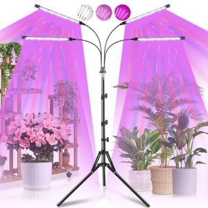 Railee Lámpara de Plantas 120 LEDs Luz de Crecimiento de Espectro Completo Lámpara de Cultivo Luz para Plantas con Temporizador 3 Modos de Color y 10 Niveles Regulables