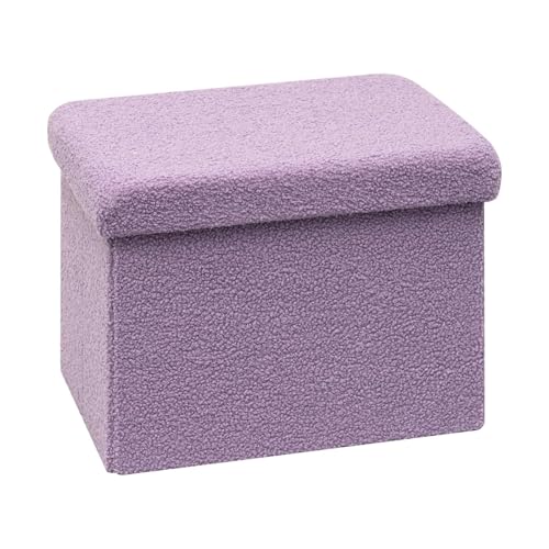 Bonlife Baúl de Almacenaje Plegable,Taburete Reposapiés,Puf de Cubo Otomanas,para Sala de Estar, Dormitorio, Entrada,42 x 32 x 32 cm,Púrpur