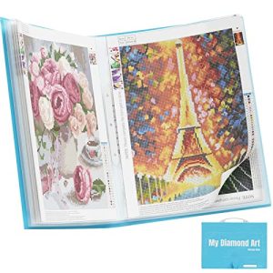 ARTDOT Álbum de Diamond Painting Accesorios para Adultos, Carpeta de Pintura Diamante con asa, Libro visualizador en A3 para guardar cuadros de diamantes, con 30 fundas transparentes
