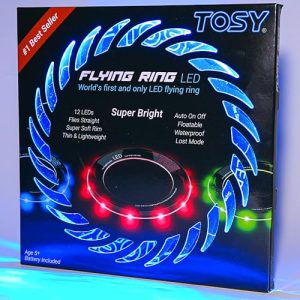 TOSY Flying Ring – 12 Monocolor Leds, superbrillante, Modo perdido, Encendido automático, niños, Seguro, Impermeable, Juguete para Piscina, Playa y Camping