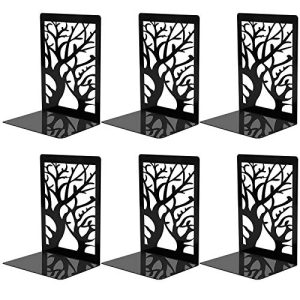 Casavibe para estantes, sujetalibros para Libros Pesados, Soporte para estanterías de Libros, Extremos Decorativos, sujetalibros de Metal Negro, 3 Pares, Tapones Antideslizantes para Libros