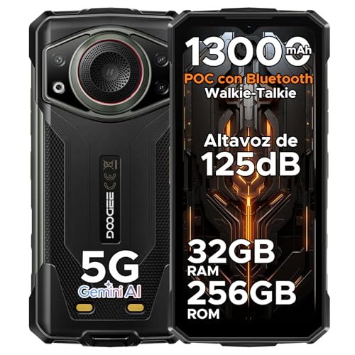 DOOGEE Fire 7 Ultra Telefono Movil Irrompible 5G, 32GB+256GB/2TB 13000mAh/33W Móvil Resistente, 6,6" Smartphone Android 15, NFC/125dB Altavoz/64MP/SOS/OTG/GPS Teléfono con M6 Auriculares Walkie Talkie