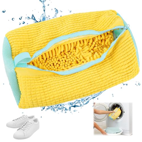 Bolsa para lavar zapatos para lavadora, 1 pieza, para lavadora, antideformación, Bolsa de Lavandería con cremallera, Saco Lavadora para zapatillas Lavar para Organizador y Viajes (amarillo)