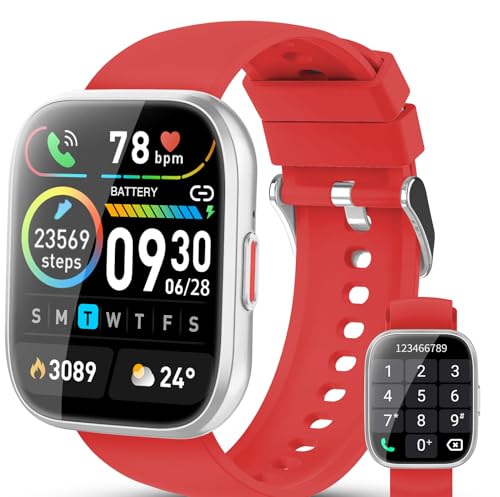 Niderson Reloj Inteligente Mujer Hombre con Bluetooth Llamada, 1.85" HD Smartwatch con Pulsómetro/Monitor de Sueño, 112+ Modos Deportes Pulsera Actividad Impermeable IP68 para Android iOS, Rojo